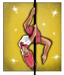 Cosplay Pole Kontest - Irene Gollin in cosplay pole dancing - Artwork by Tania Piroddi