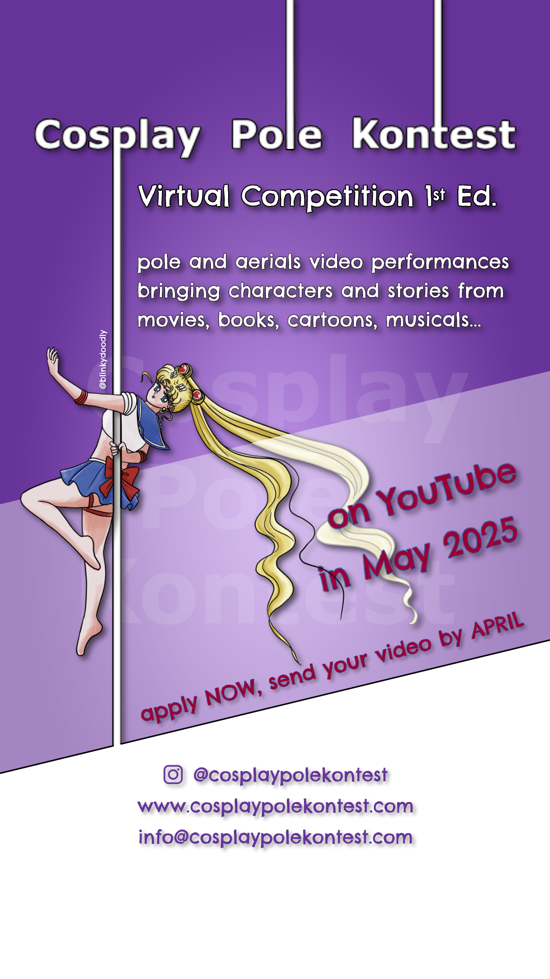 Cosplay Pole Kontest - pole dance e aerials video performances interpretando personaggi e storie da di film, fumetti, musical, cartoni animati, libri, serie tv, videogiochi, ma anche celebrità e fanfiction.